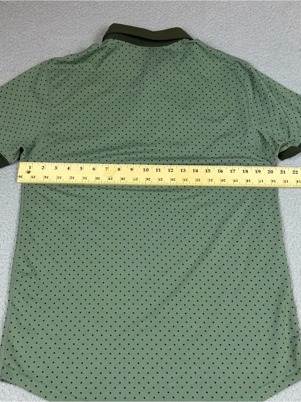 BYLT Basics Polo with Olive Green and Dark Green Trim Polka Dots Stretch - Picture 9 of 9